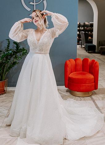 Бежевое свадебное платье #390