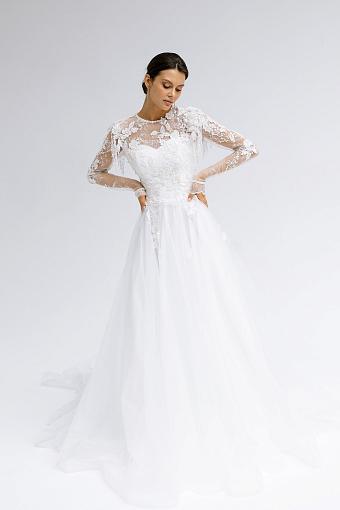 Свадебное платье а-силуэт с рукавами #5150