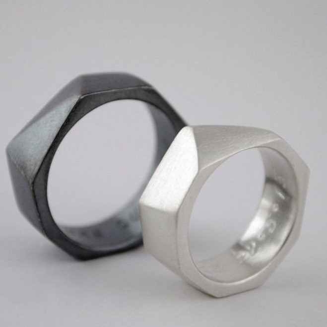 Geometric Wedding Rings Black Engagement Ring Sterling - Etsy.jpg
