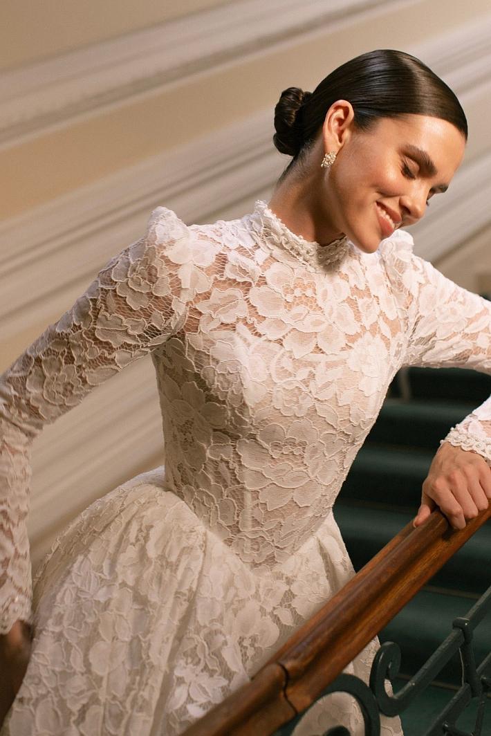 Свадебное платье а-силуэт с рукавами #8707