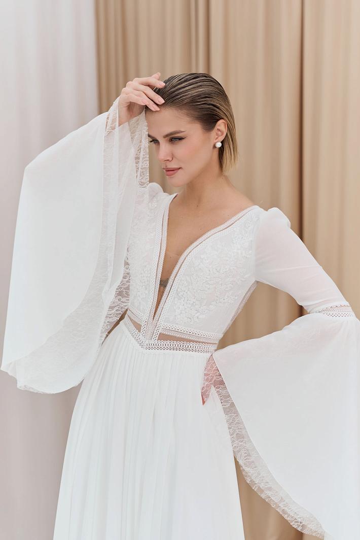 Свадебное платье а-силуэт с рукавами #2882