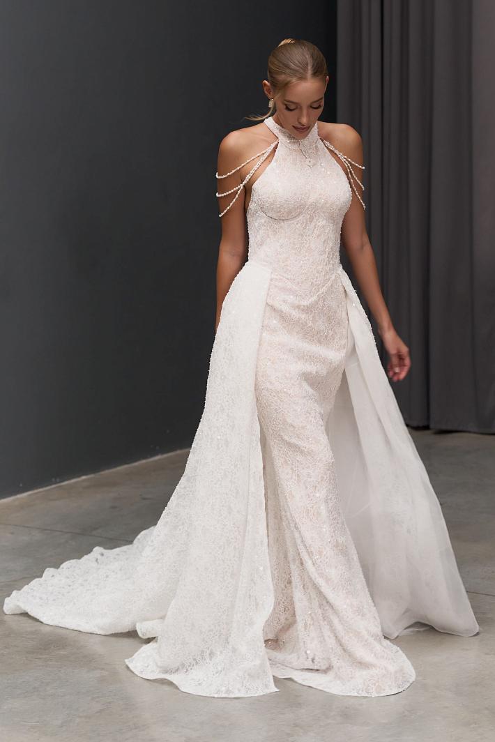 Бежевое свадебное платье #8715