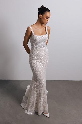 Белое атласное свадебное платье #7768