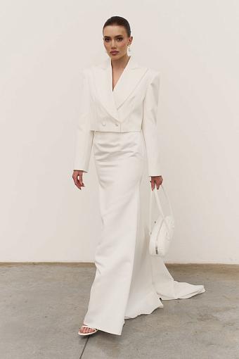 Белое атласное свадебное платье #1115