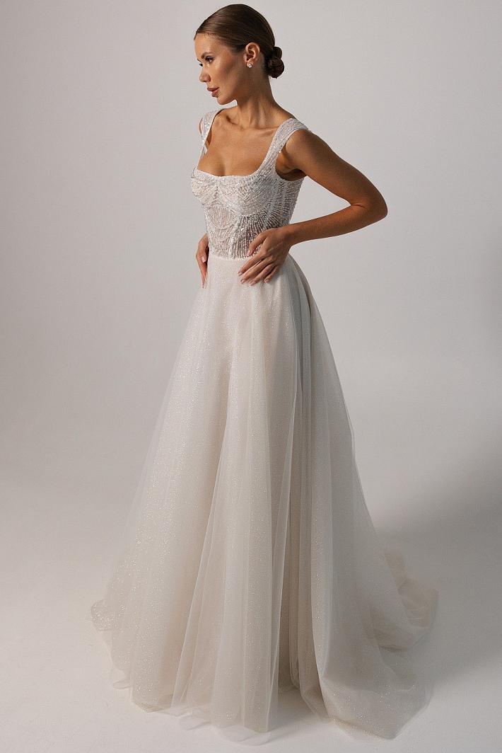 Бежевое свадебное платье #2153