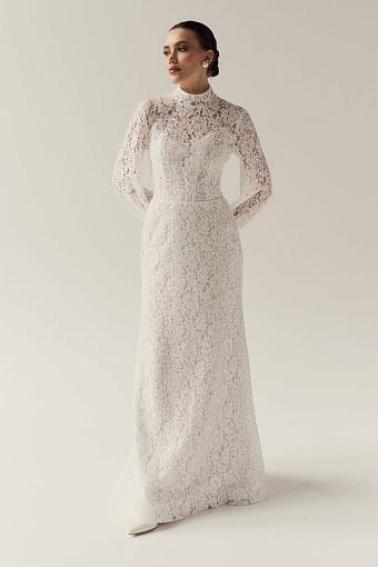 Кружевное свадебное платье с длинными рукавами #8121
