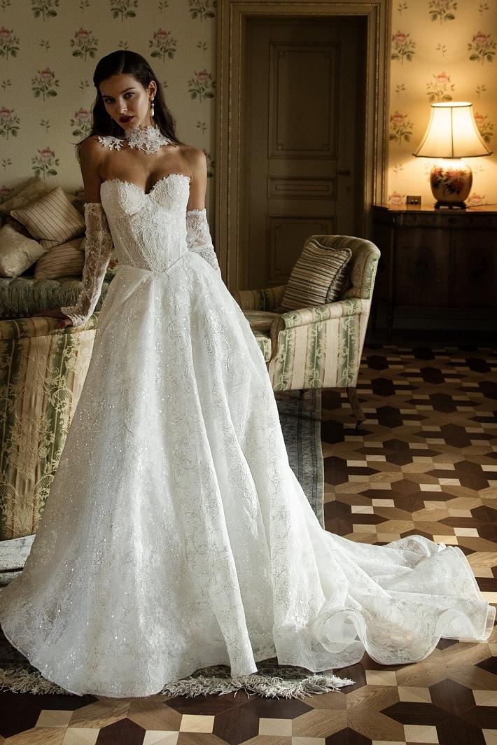 Свадебное платье а-силуэт с рукавами #9788