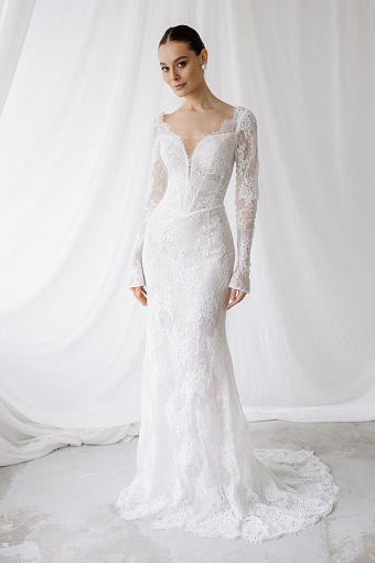 Белое атласное свадебное платье #9749