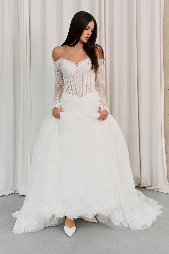 Свадебное платье а-силуэт с рукавами #2165