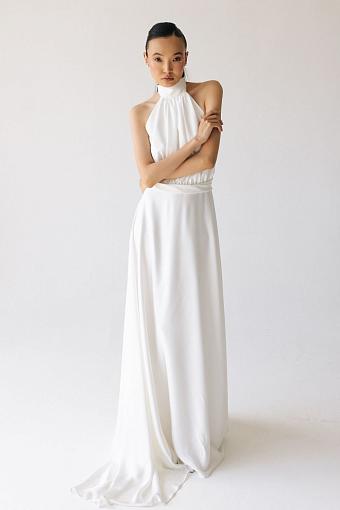 Белое атласное свадебное платье #2092