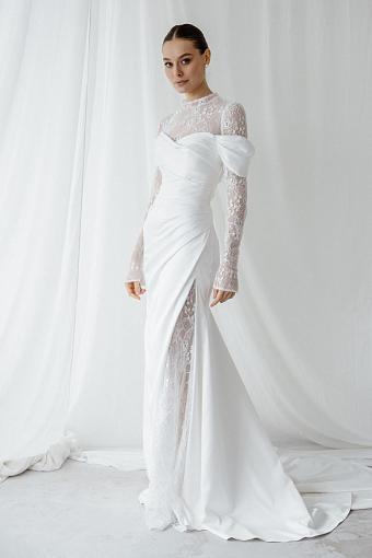 Белое атласное свадебное платье #9762