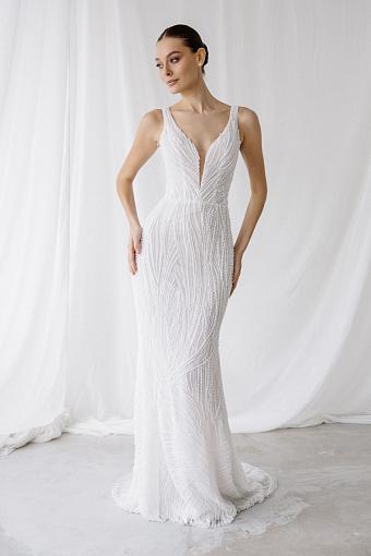 Белое атласное свадебное платье #9731