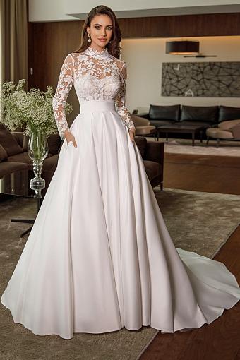 Пышное атласное свадебное платье #8078