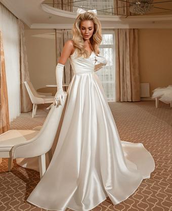 Пышное атласное свадебное платье #8037