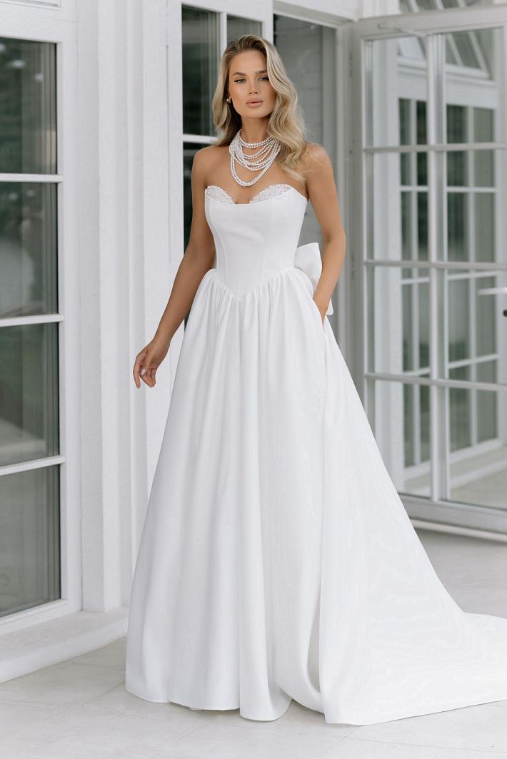 Пышное атласное свадебное платье #8133