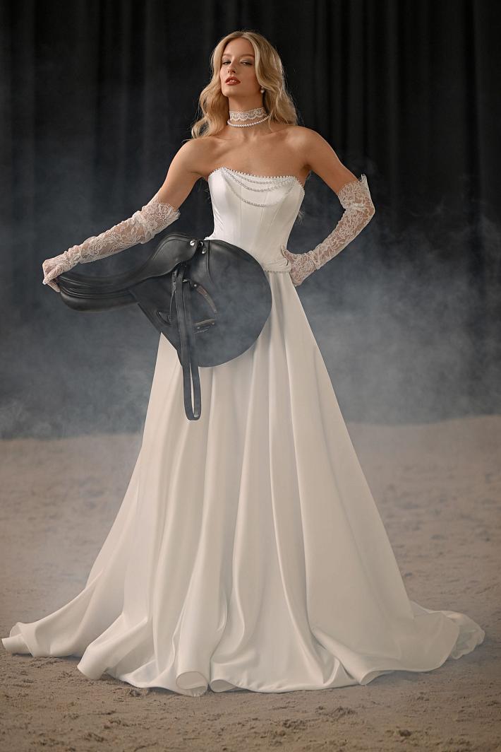 Свадебное платье а-силуэт с рукавами #7946