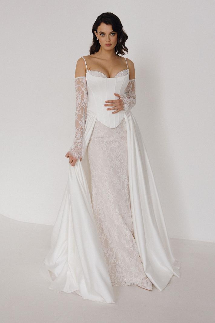 Свадебное платье а-силуэт с рукавами #2871