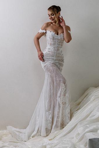 Свадебное платье закрытое кружевное  #8633