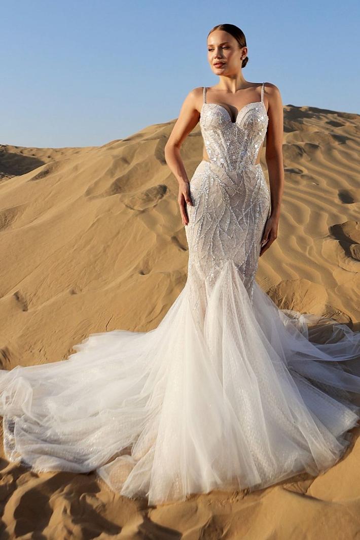 Бежевое свадебное платье #8689