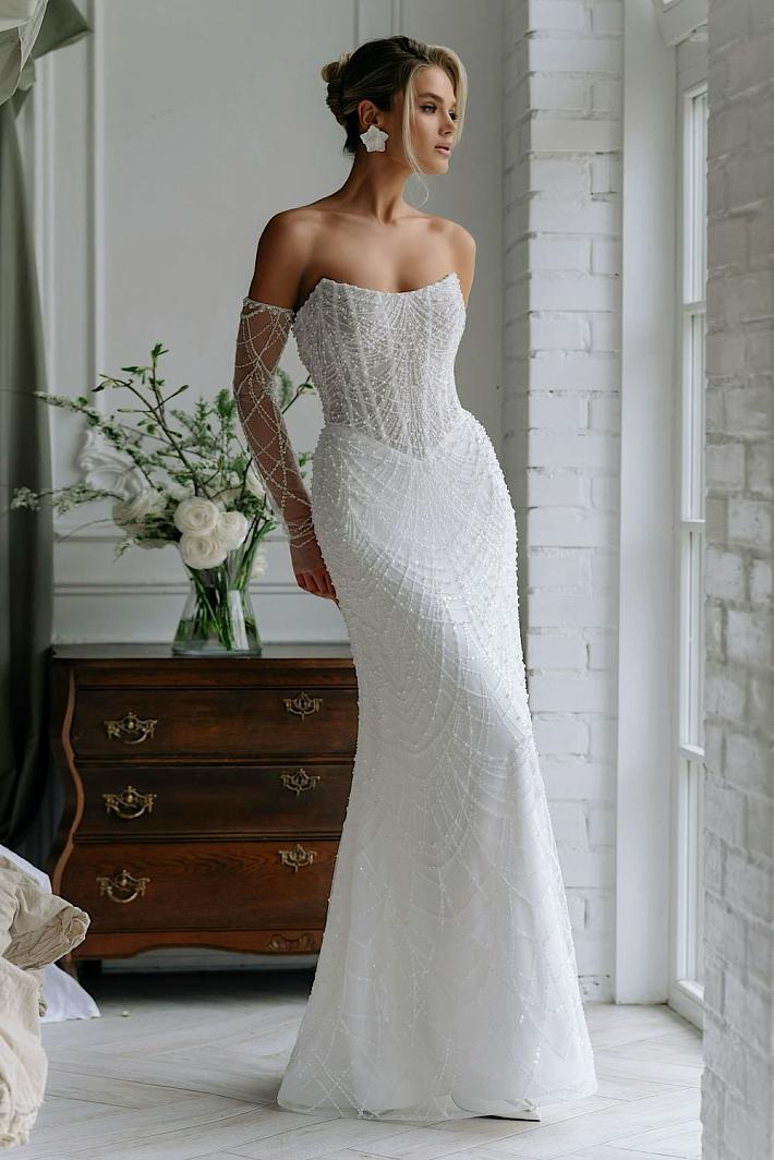 Свадебное платье пышное и блестящее #8158