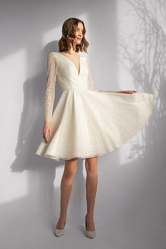 Короткое блестящее свадебное платье #1641