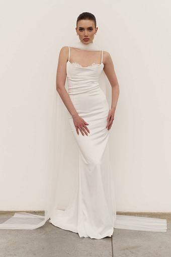 Белое атласное свадебное платье #8603