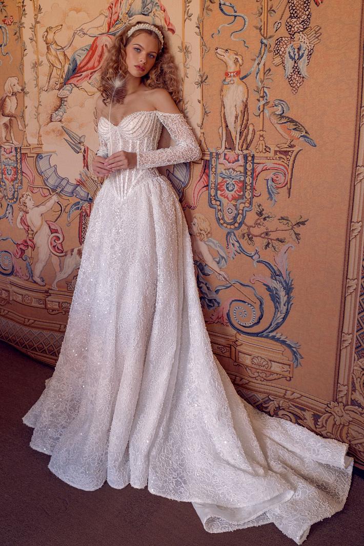 Свадебное платье а-силуэт с рукавами #2169