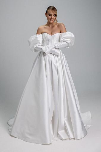 Белое атласное свадебное платье #8664