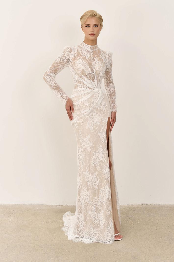 Бежевое свадебное платье #8634