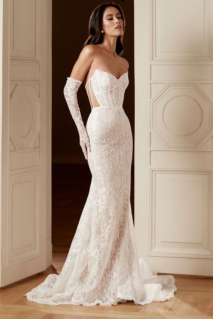 Бежевое свадебное платье #8655